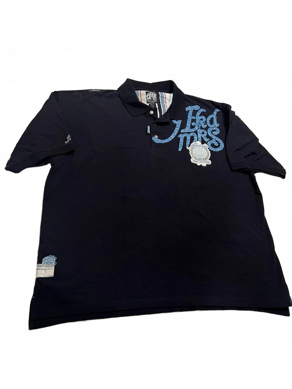 Akademiks Gold Cup Men's 2X Retro HipHop Y2K Blue Polo Shirt Streetwear 90s